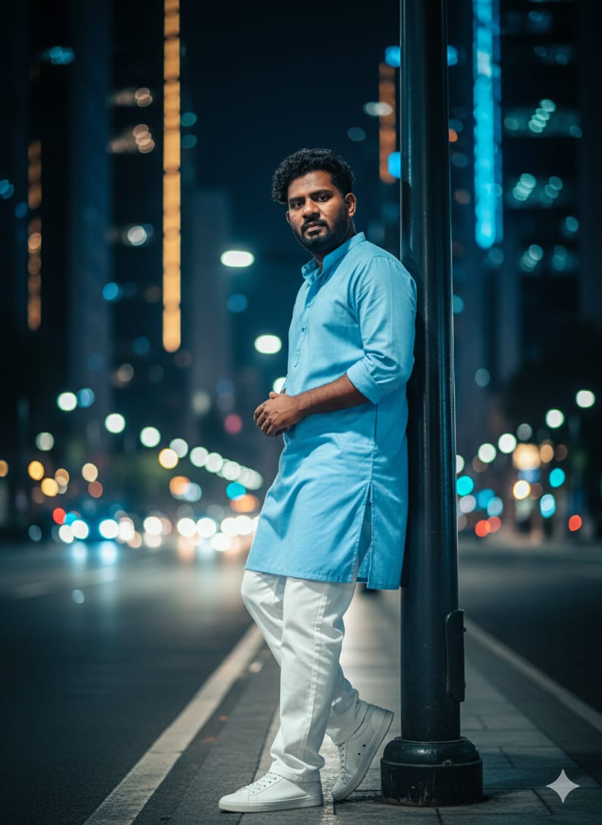 Serene Night Urban Portrait